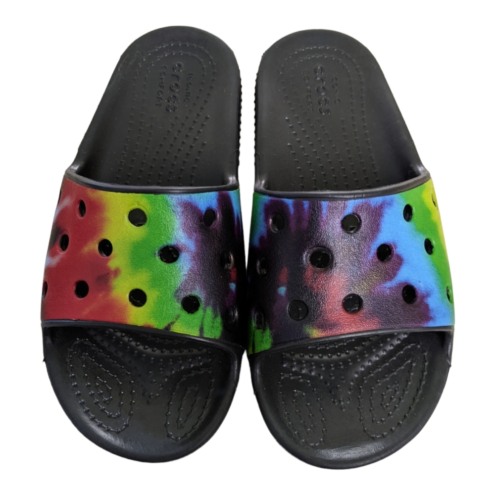 CROCS Tie-Dye Graphic Slides Child Size 12